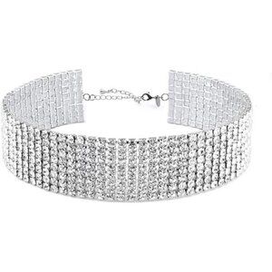 Zealmer Rhinestone Choker Necklaces Silver Sparkling Diamond Choker Crystal